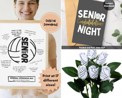 Volleyball Senior Night and Graduation Gifts and Ideas cover photo collage
