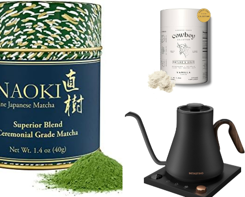 matcha essentials for at home lattes 🍵 cover photo collage