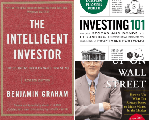 Investing books cover photo collage
