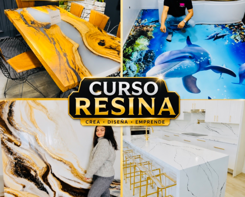 📚Paquete del Curso Resina Epoxica Para Pisos, Mesas, Cocinas y Paredes✅ / 📚Epoxy Resin Course Package for Floors, Tables, Kitchens, and Walls✅ cover photo collage