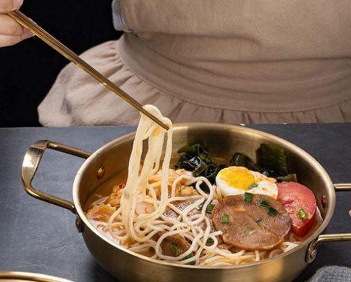 DELANOVA 20CM Korean Instant Noodle Pot - Stainless Steel Ramen Por fo Gas Stovetop cover photo collage