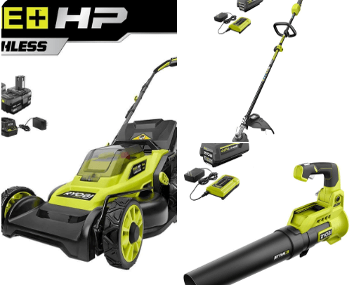 Landscaping business tools and equipment cover photo collage