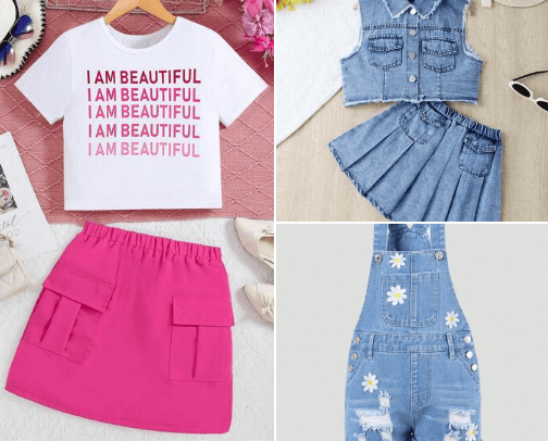 Kids clothing and accessories cover photo collage