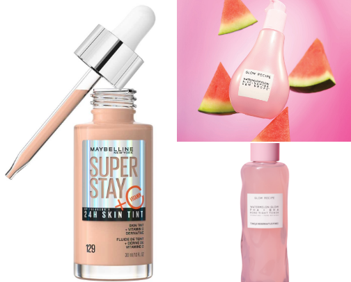 Clean girl makeup routine products cover photo collage