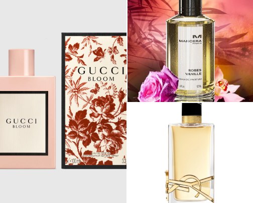 Perfumes for women and man cover photo collage