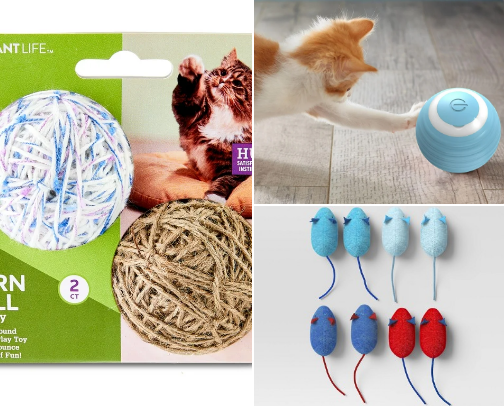 Toys cats like to play with🐈 cover photo collage