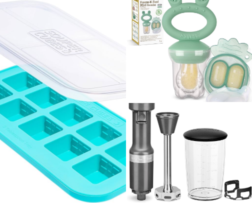 Starting solids, baby prep and food storage cover photo collage