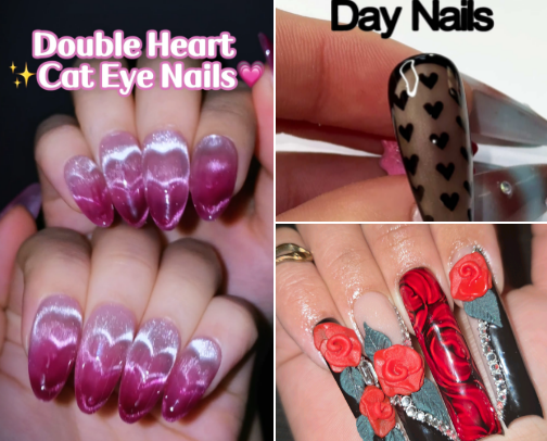 V-day nails cover photo collage