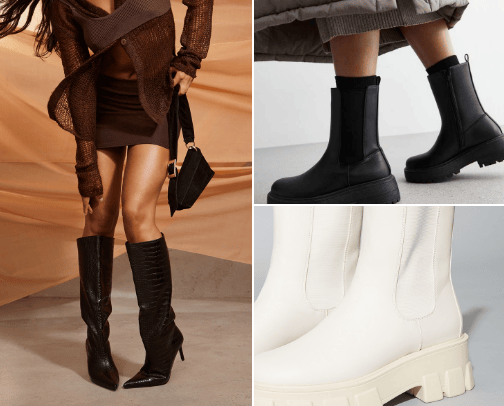 Trendy women's boots cover photo collage