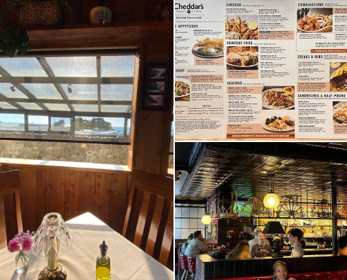 Tasty seafood and wings cover photo collage
