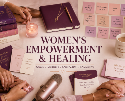 Women’s Empowerment, Healing & Community-Building Finds 💜 cover photo collage