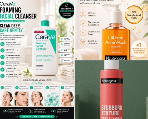 13 Best Skin Care Products for Oily and Acne Prone Skin ✨🧼 cover photo collage