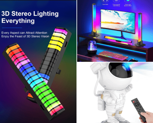 Led lights and RGB cover photo collage