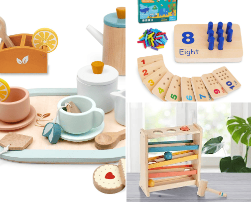Montessori Wooden Play + cover photo collage