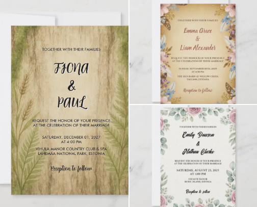 My favourite rustic Wedding Invitations cover photo collage