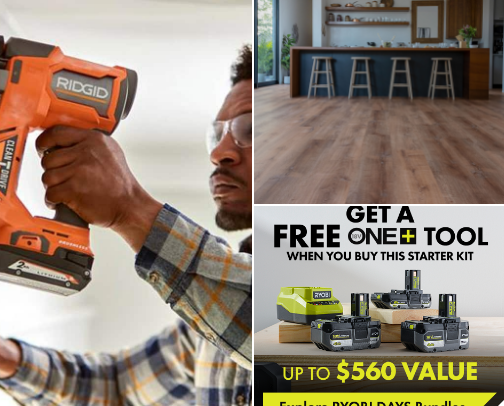 Home improvement tools and materials cover photo collage