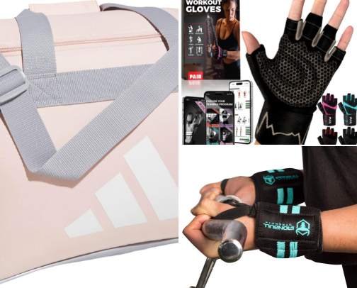What I pack in my gym bag. This is a list of everything I Use Before, During & After Every Workout cover photo collage