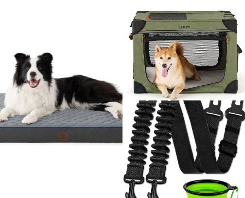 Comfort, Safety & Travel Gear for Your Pup cover photo collage