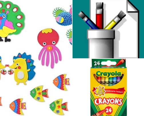 Art supplies for kids cover photo collage