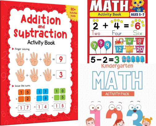 Download - Early math: Addition and Subtraction Activity Book For Children - 80+ Activities Inside cover photo collage