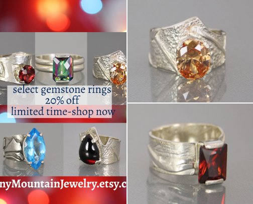 Sterling Silver Gemstone Rings for All Ocassions cover photo collage