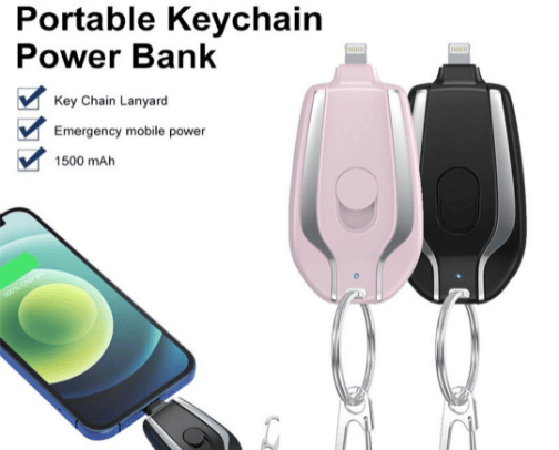 Portable keychain charger cover photo collage