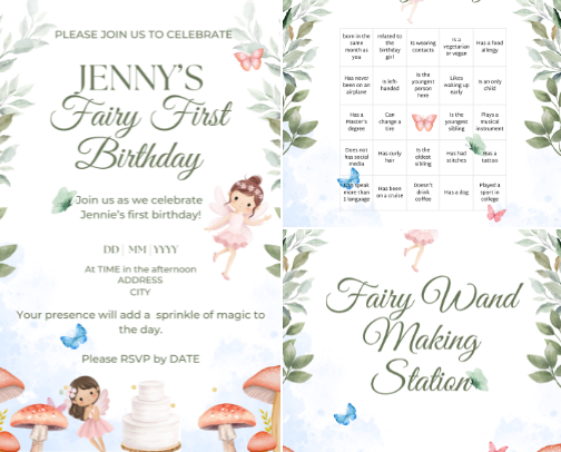 🧚‍♀️ Fairy First Birthday Party Planning ✨ cover photo collage