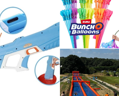 Summer fun for kids items to keep your days fun and stress free in your own yard. List contains budget friendly items. cover photo collage