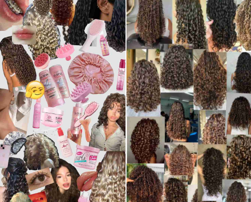 Curly hair recs🌸 cover photo collage