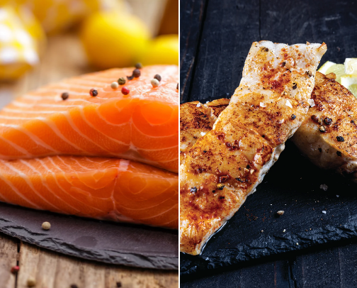 Mouth-watering fish & other seafood cover photo collage