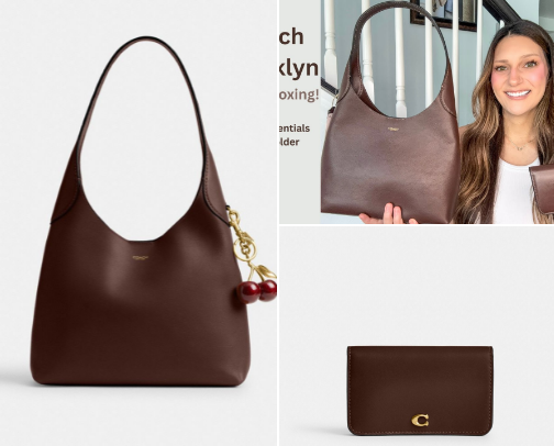 My Coach Brooklyn 28 + Slim Essentials Card Holder: Maple Color cover photo collage