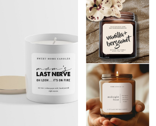 Custom Candle Labels cover photo collage