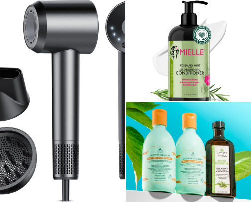 Hair products & accessories for damaged hair & hair growth cover photo collage