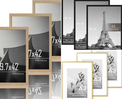 A3 Picture Frames for Wall Art – Minimal Wood & Black Frames cover photo collage