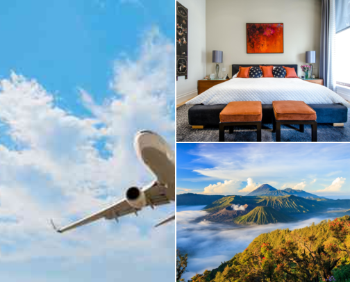 Travel Booking Toolkit: Stays, Flights, Trains & Tours cover photo collage