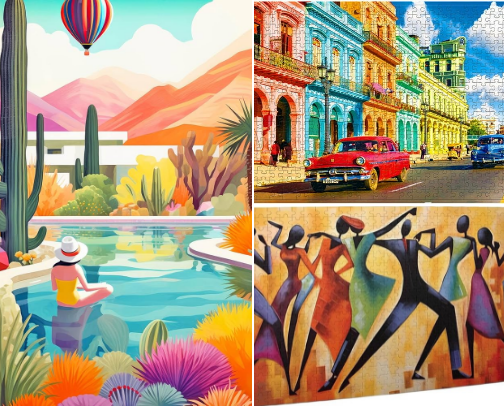 Non-boring Puzzles for Adults cover photo collage