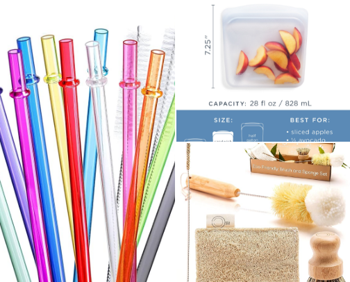 Top Eco-Friendly Kitchen and Household Essentials--Sustainable Swaps that save money and plastic cover photo collage