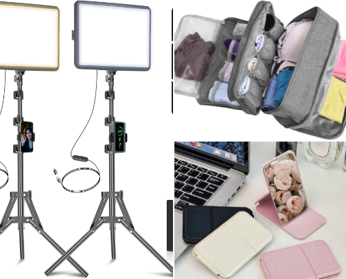 content creator + travel essentials cover photo collage