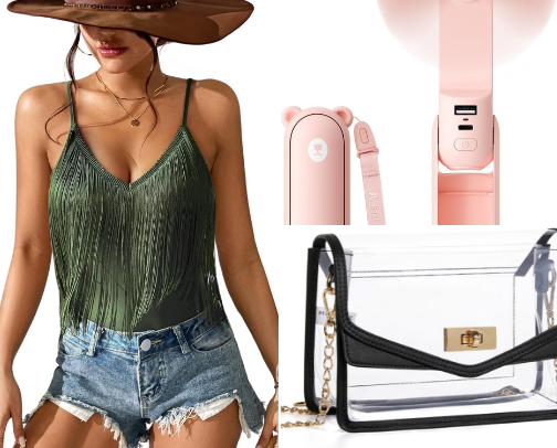 Concert Survival & Packing List- Concert Goers & Music Festival - Clear Bag, Accessories, & Charge Up cover photo collage