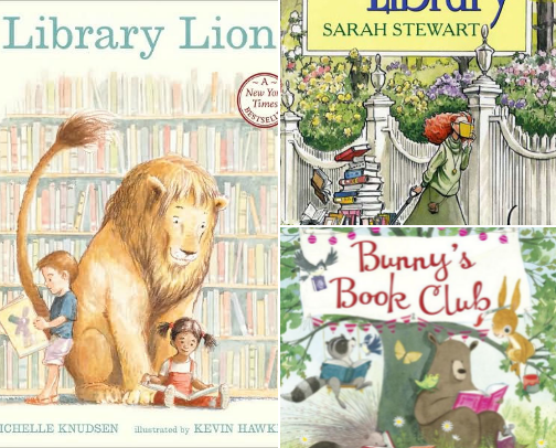 Children’s Books About Libraries and Reading cover photo collage