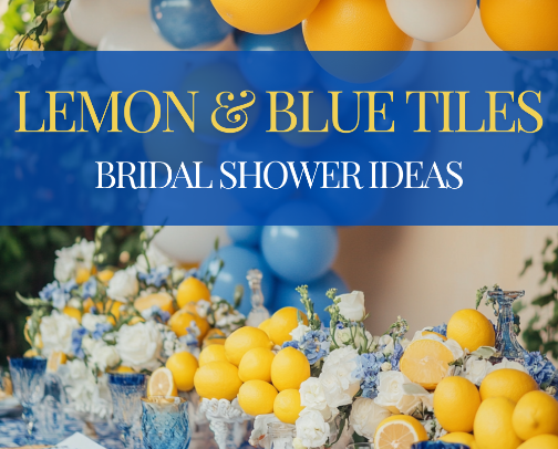 Lemons & Blue Tiles Mediterranean Bridal Shower Ideas cover photo collage