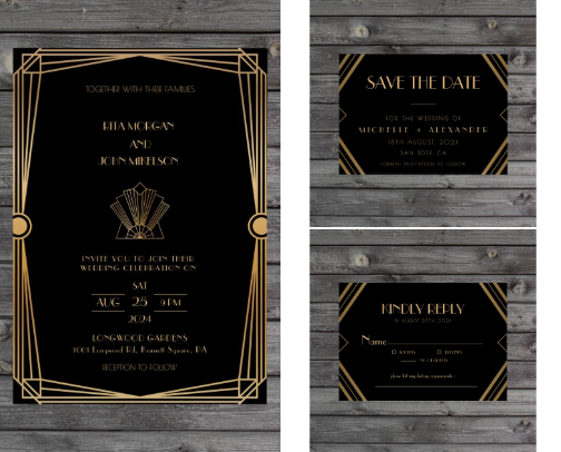 Classic Gatsby Vintage Wedding cover photo collage