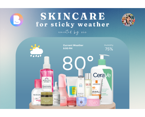skincare for sticky weather ✨ my no-melt budget picks cover photo collage