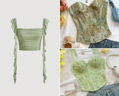 SHEIN Green Tops cover photo collage