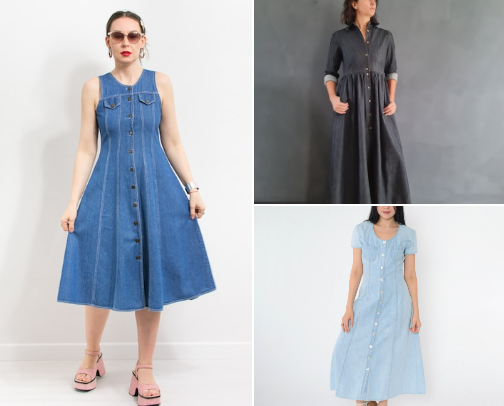 Denim Dress Women cover photo collage