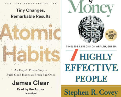 A curated collection of inspiring books for personal growth, better habits, motivation, mindset, and everyday self-improvement. cover photo collage