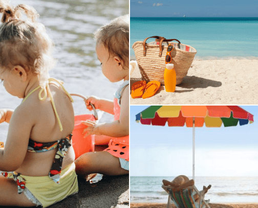 Rehaussez votre style de plage avec des accessoires tendance pour vous tenir prêt pour ces longues journées d'été au bord de la mer. Des lunettes de soleil.... cover photo collage