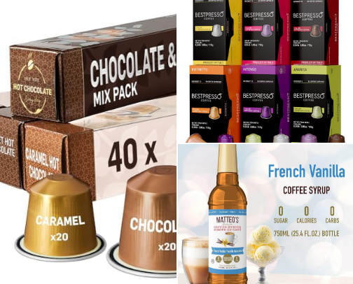 Nespresso Coffee Pods & Coffee Syrup cover photo collage