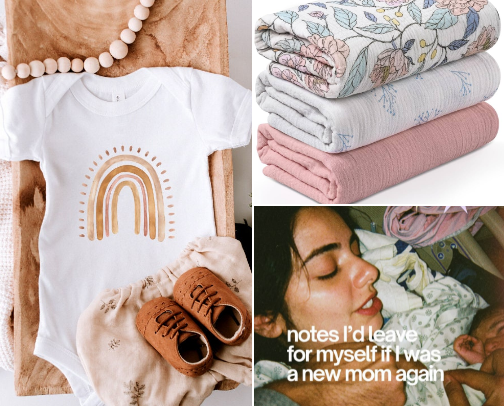 Newborn essentials for happy mama and baby postpartum cover photo collage