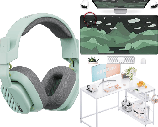 Green Gaming set up PC//Switch//Console(What if??) cover photo collage